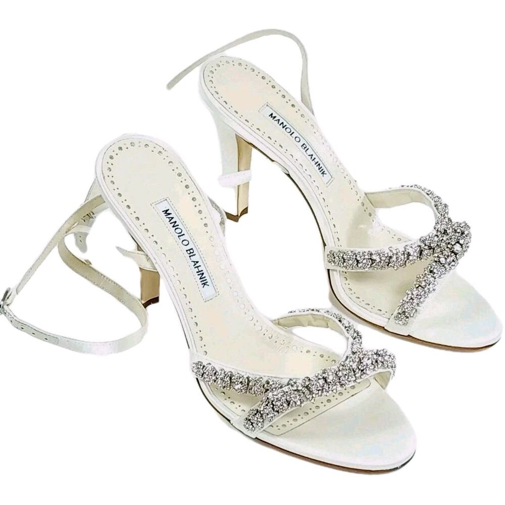 MANOLO BLAHNIK Vedada Heeled Sandals US9 UK6 EU39 RHINESTONES HANDMADE RRP $1620